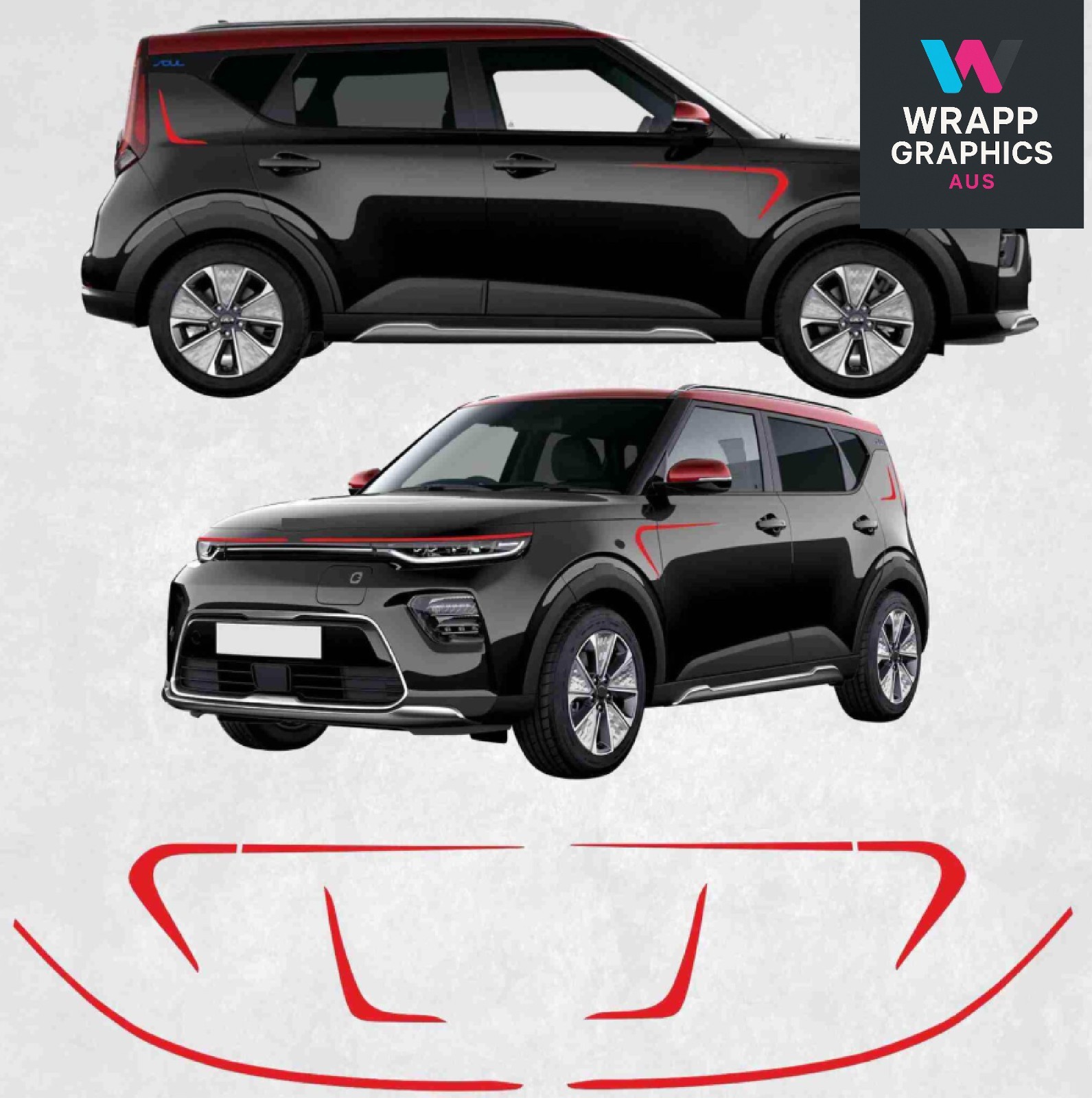 For Kia Soul Upper Door Stripe Boomerang Decal Premium Stickers Both Sides