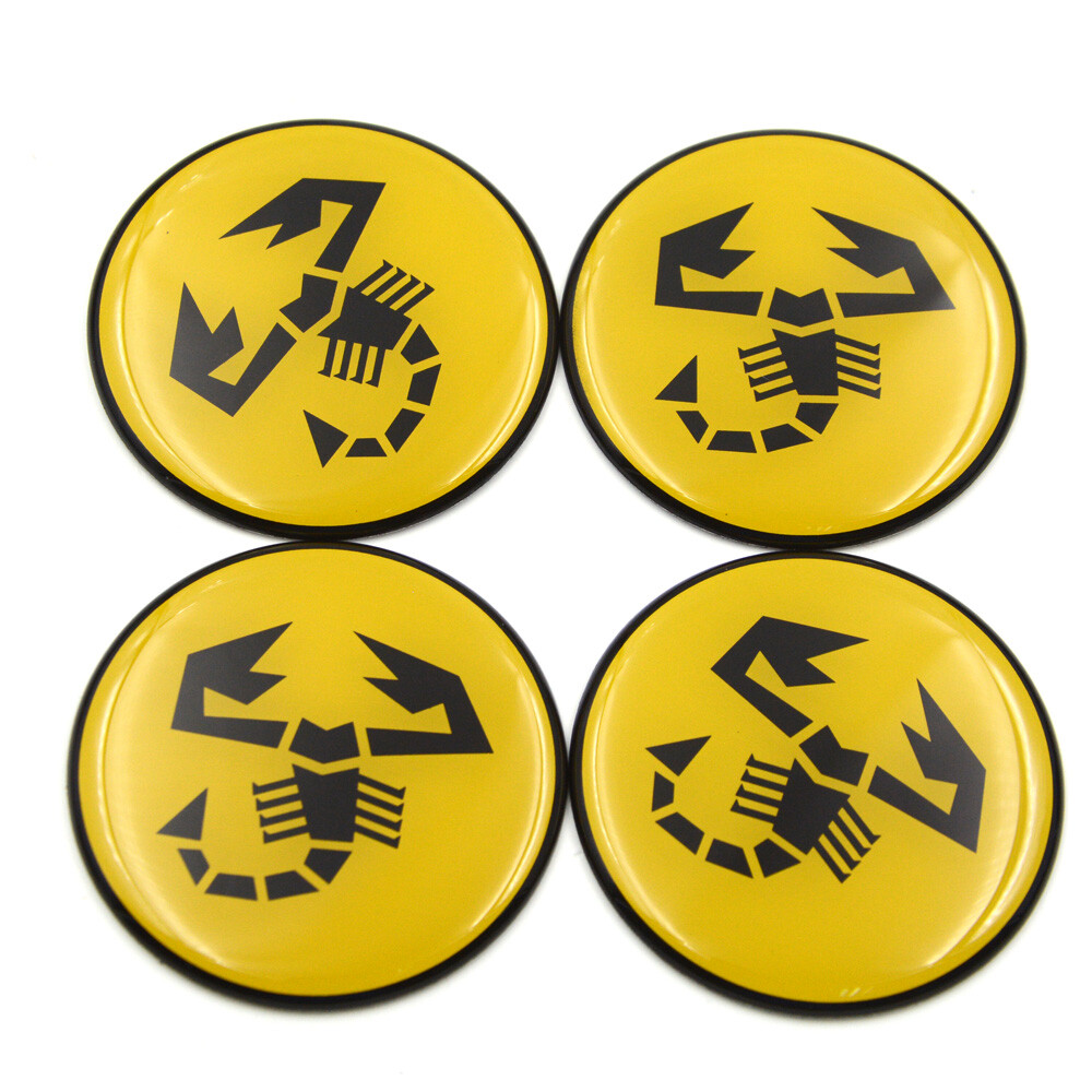 4Pcs Yellow Black Scorpion Logo Car Wheel Center Hub Cap Stickers for Abarth 500