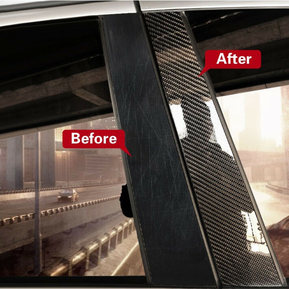 5D Carbon Fiber Texture Vinyl Car Exterior Pillar Post Door Window Sticker Trim