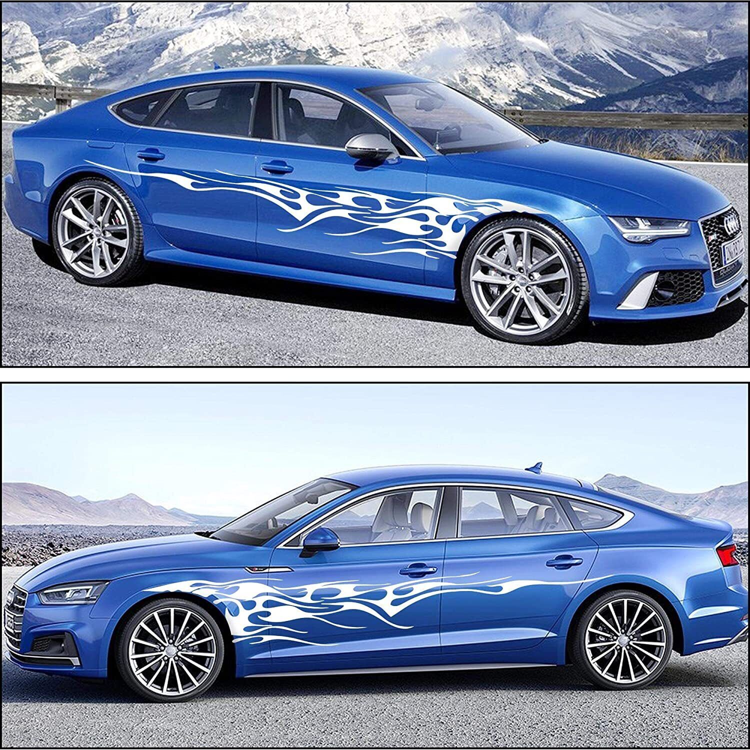 2x 280 X 42 CM Flame Graphic Side Skirts Body Door Decal Stickers For Most Car