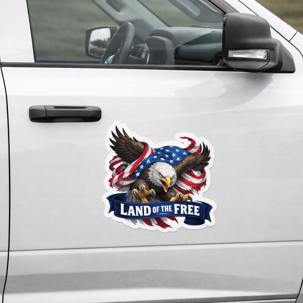 American Flag Bald Eagle Vinyl Sticker Decal Land of the Free Patriotic USA