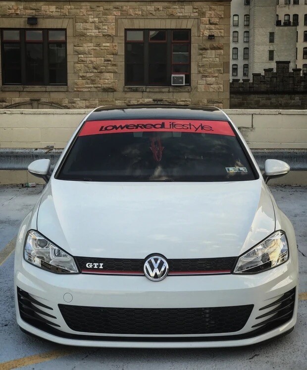 Gloss Red LoweredLifestyle Reverse Cut Windshield Universal 234