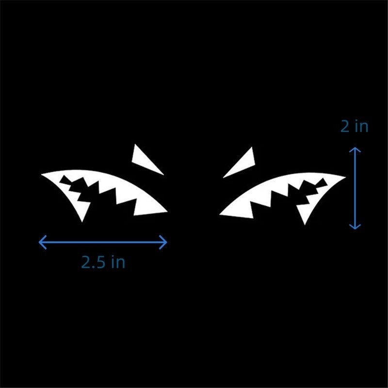 Pair of Shark Fin Antenna Auto Decals Shark Mouth Reflective Universal Stickers