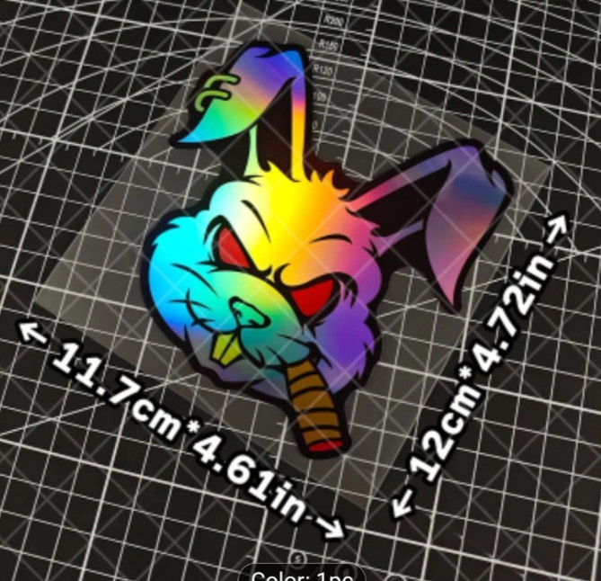 1PCS Evil Bunny Vinyl Sticker scary rabbit multicoloured Motorcycle Car Laptop