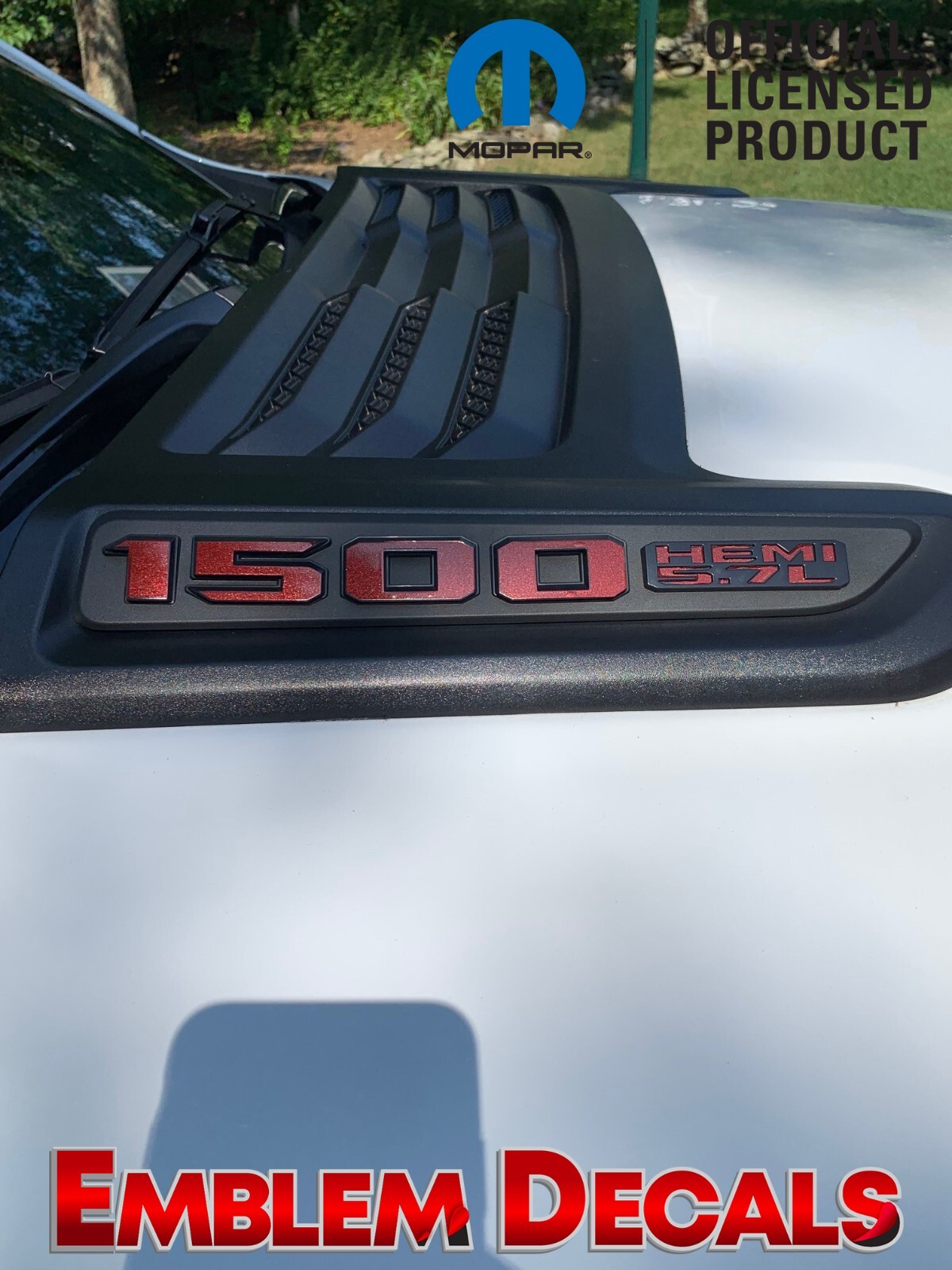 RAM REBEL or Sport Hood “1500 HEMI 5.7L” Hood Emblems Overlay Decal 2022 2023 24