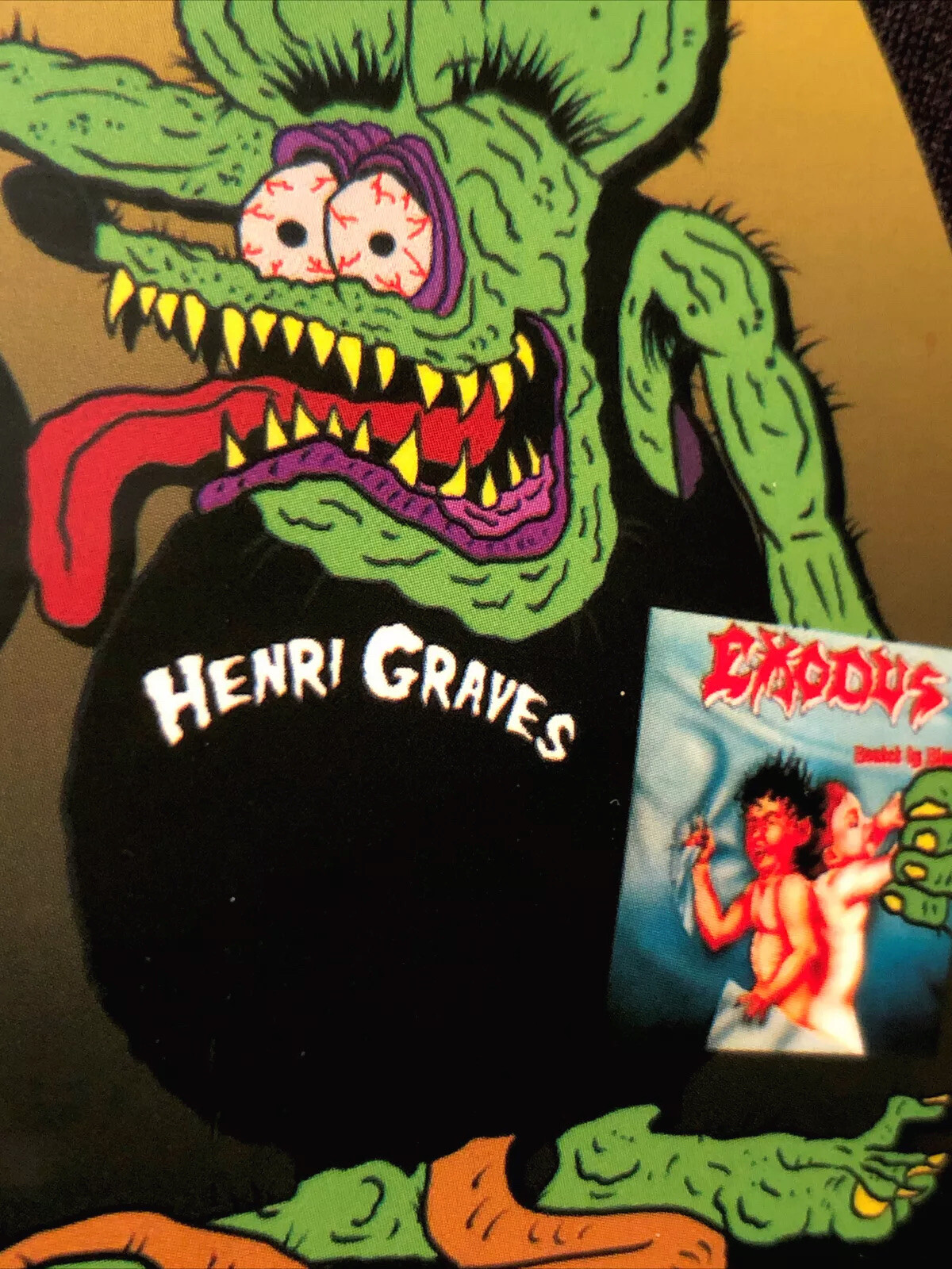 RAT FINK STICKER “HENRI GRAVES EXODUS” 3 1/4 X 3 1/2“ GLOSSY!!!