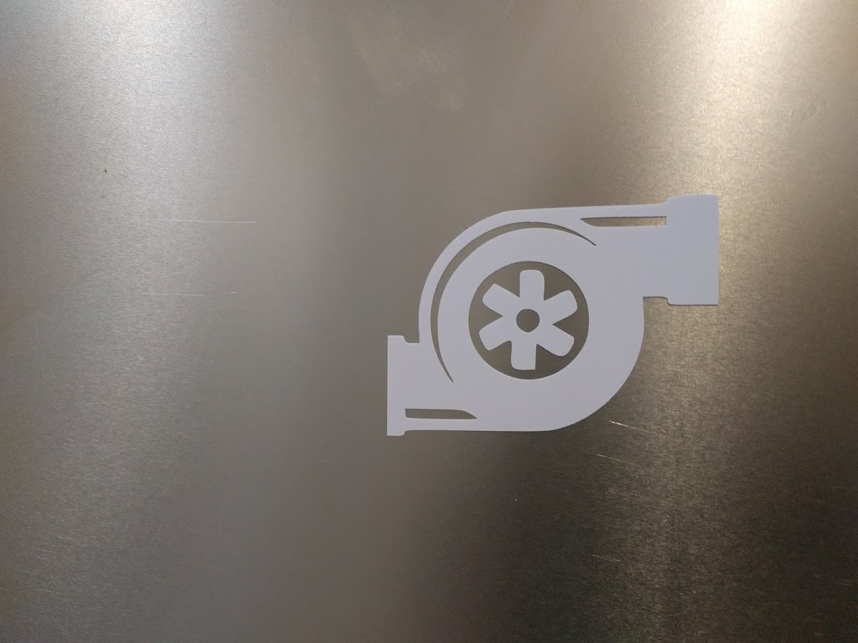 2 pack Turbo Type 2 Vinyl Decal Gloss White Sticker 2.5″ wide x 1.75″