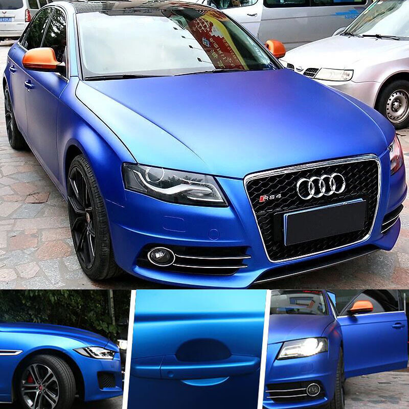 50FT x 5FT Entire Car Wrap Blue Metallic Matte Chrome Vinyl Film Sticker Decal