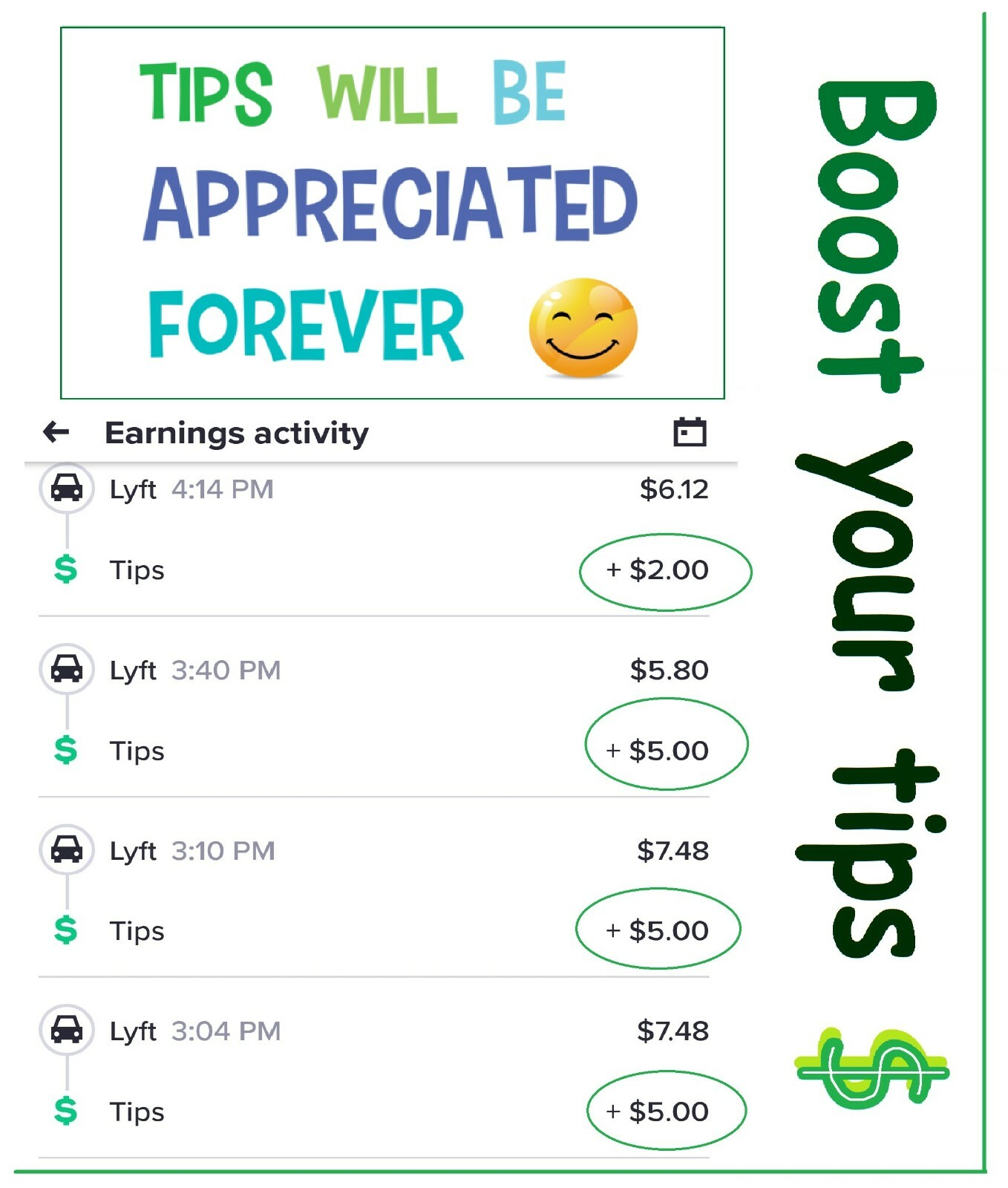 TIP BOOSTER STICKER ,UBER TIP , TIP STICKER,GRATUITY STICKER ,TIP JAR STICKER