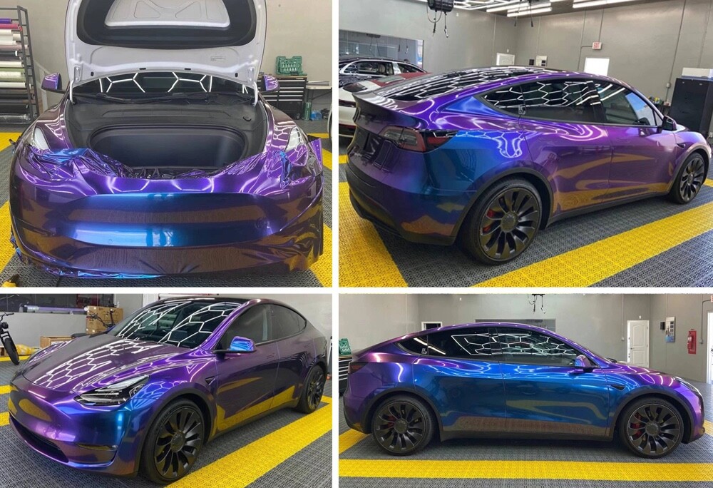72″ x 60″ Gloss Metallic Chameleon Purple Blue Vinyl Film Wrap Air Bubble Free