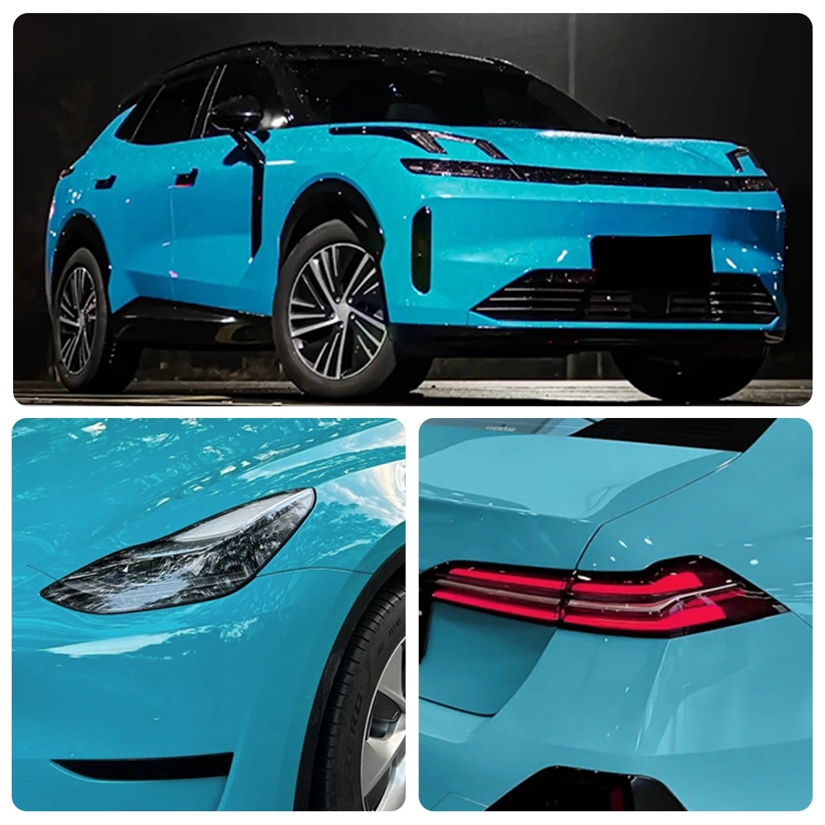 5FTx50FT PET Crystal Miami Blue Vinyl Wrap US Stock Gloss Car Wrap