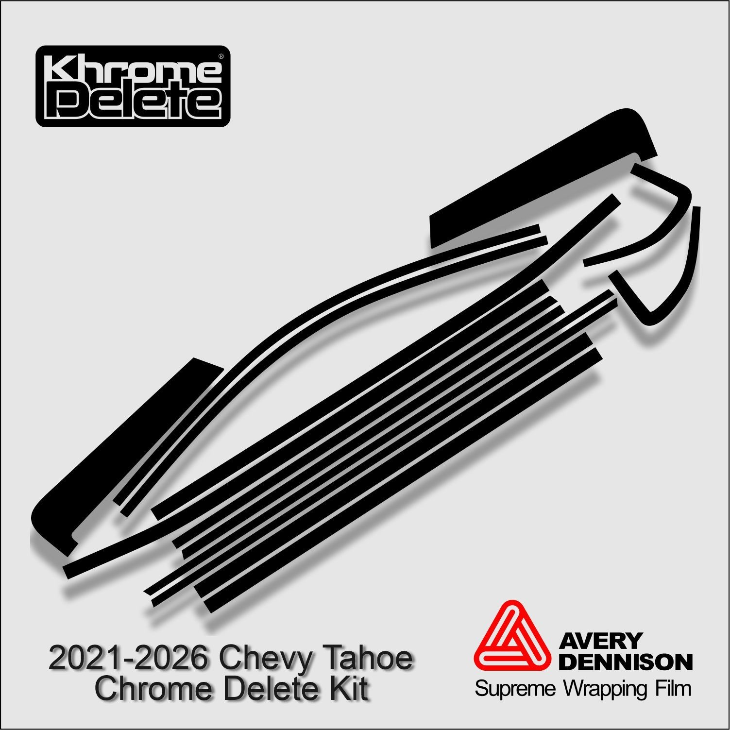 Chrome Delete Vinyl Overlay fitting a 2021-2023 Chevy Tahoe