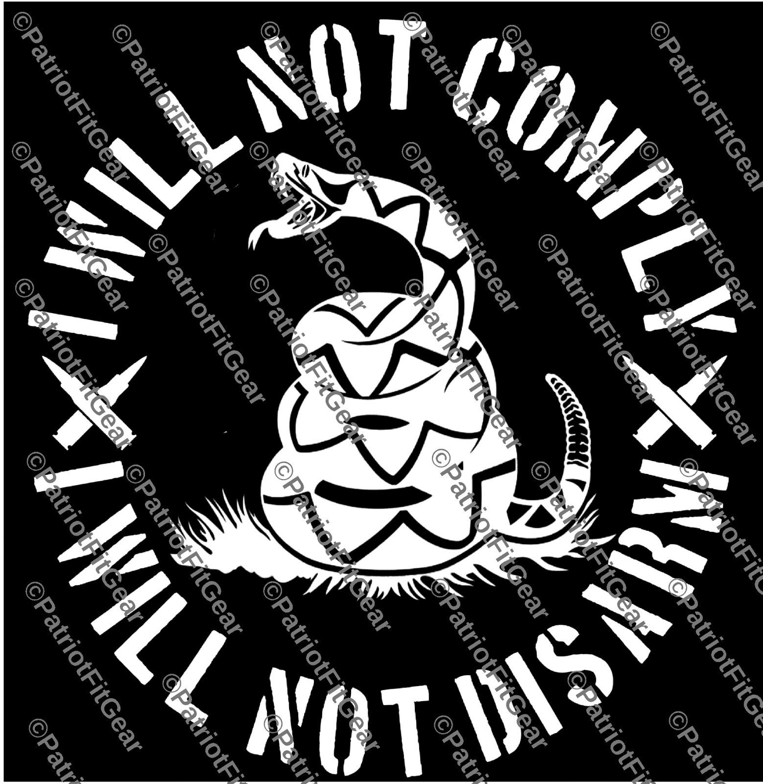 I will Not Comply,Snake,Gun Rights,We The People,Molon Labe,Custom Vinyl Decal