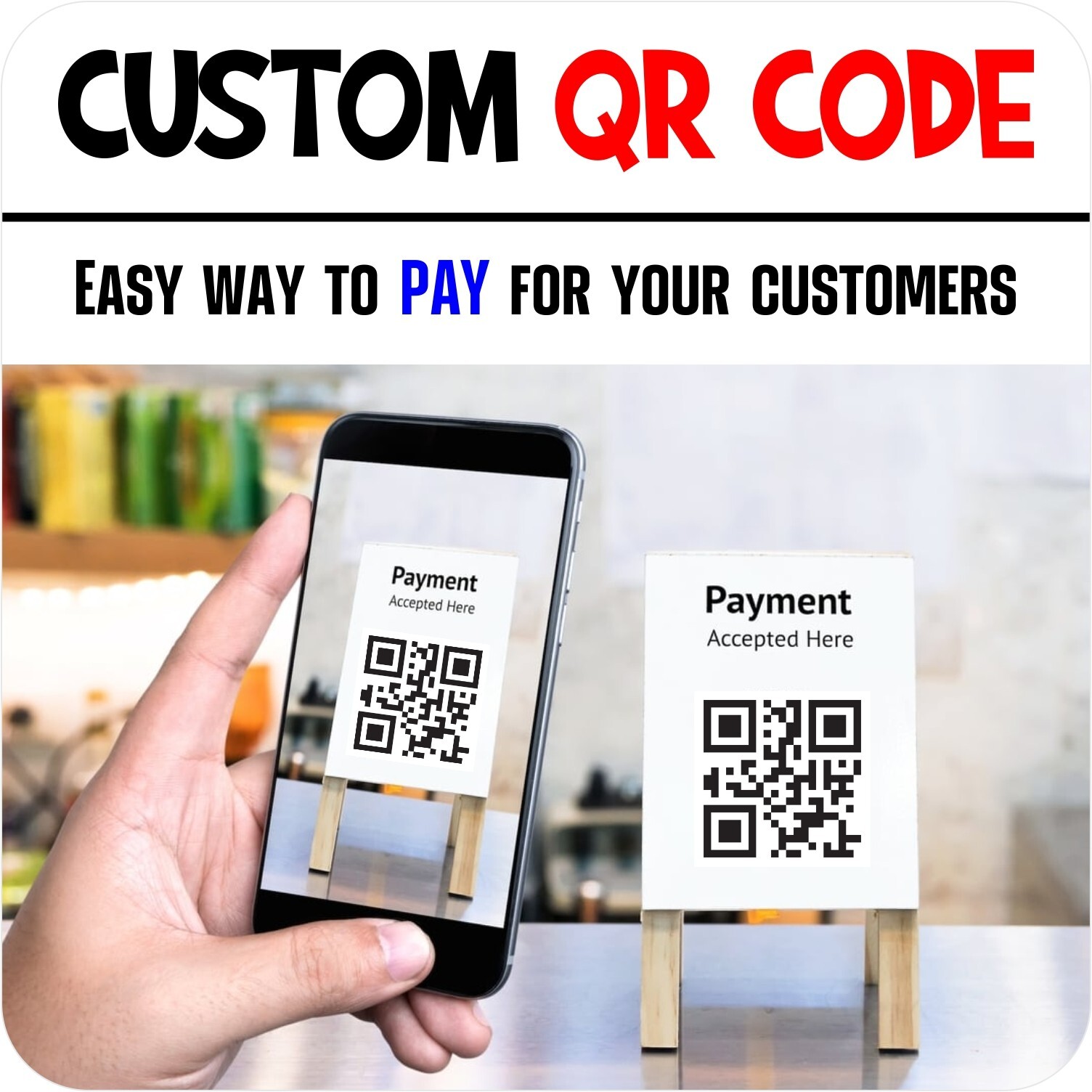 2 Pcs – Custom QR code – white background – LAMINATED