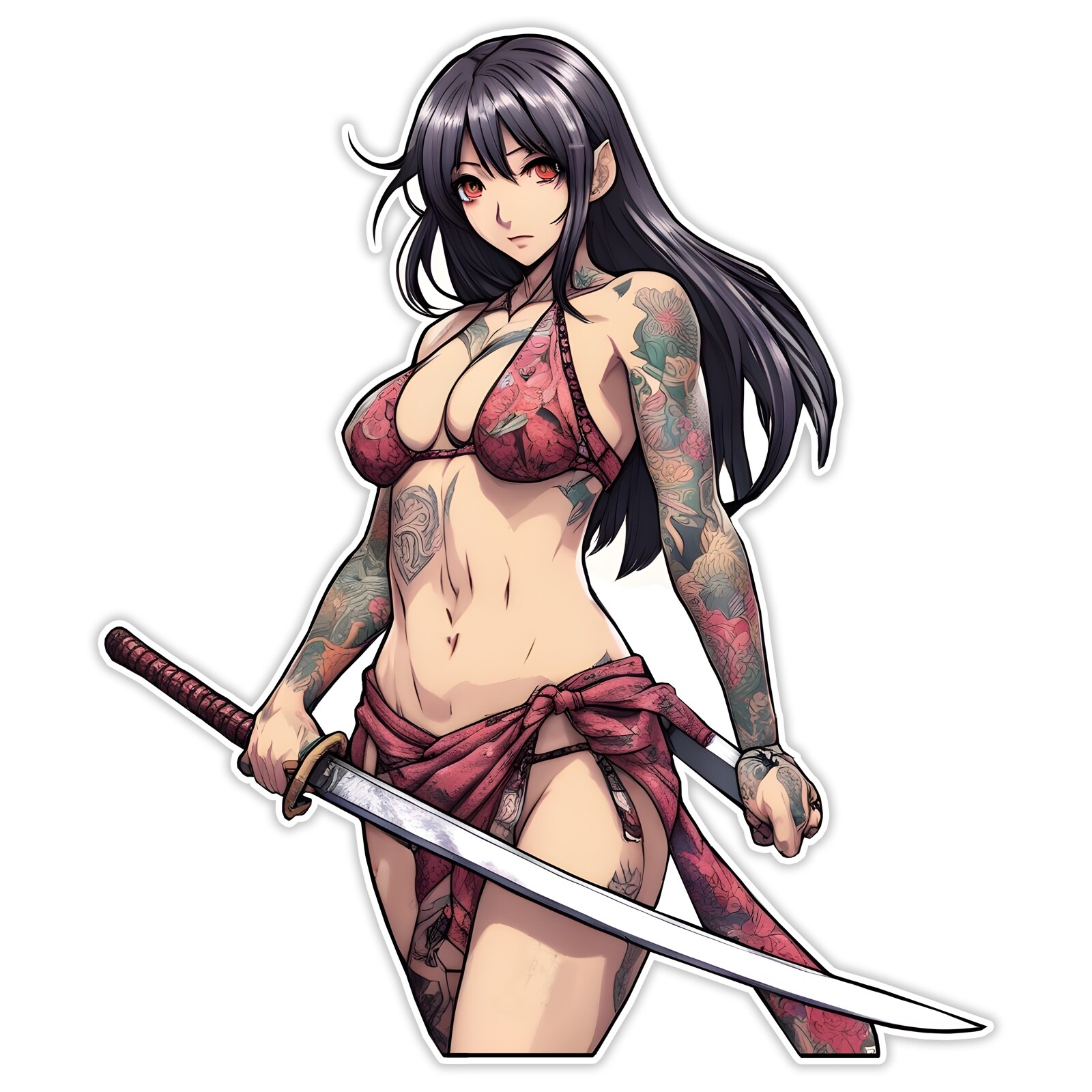 Female Yakuza Sticker Sexy Anime JDM Japanese Samurai Car Vinyl Decal Girl Woman