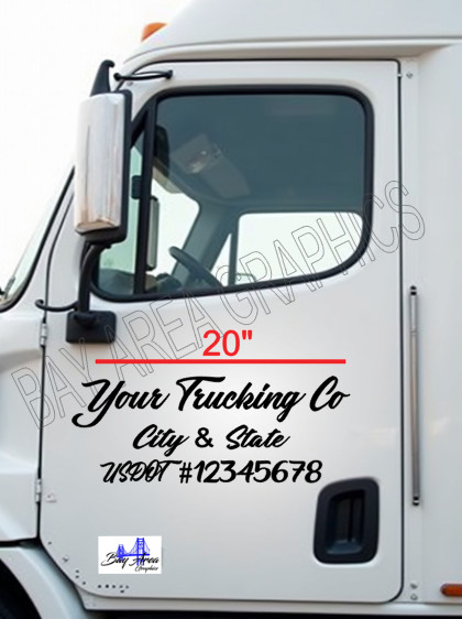 Set of 2 Truck Door Decals Custom USDOT Company Name City State