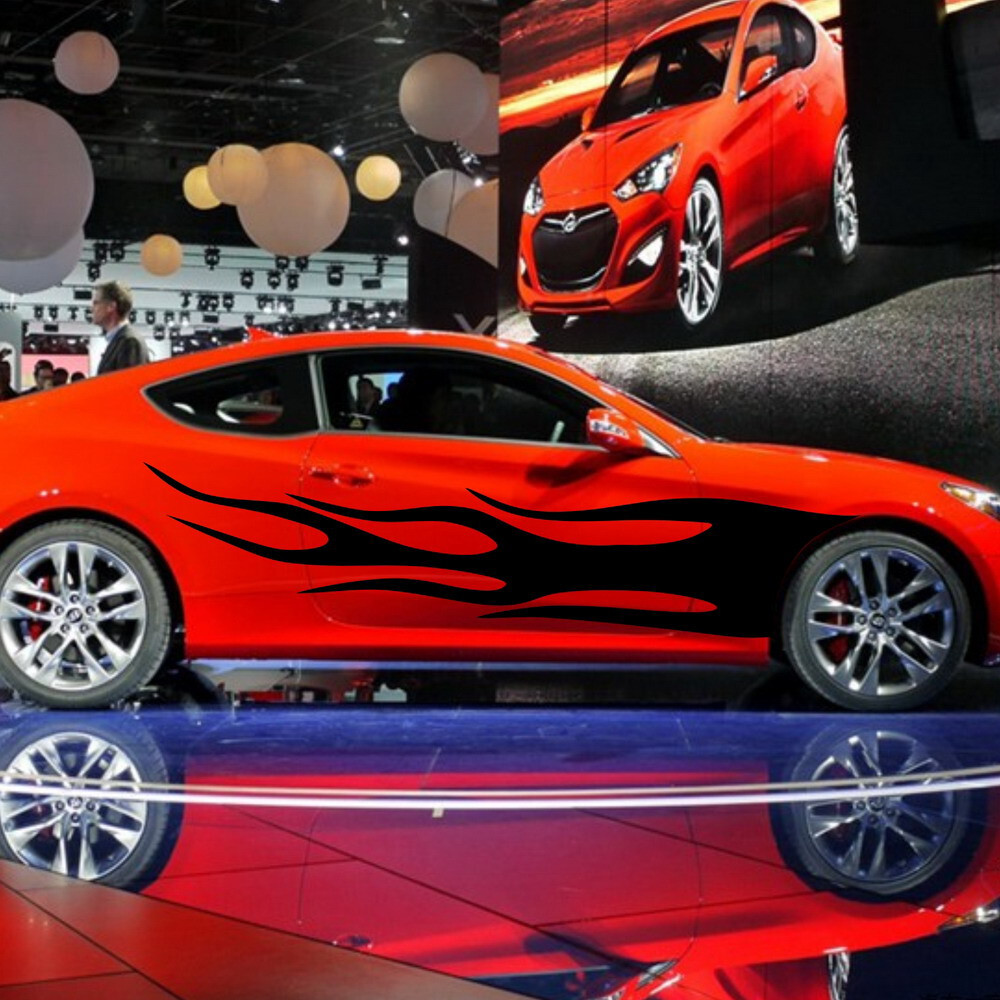 Car Decals Hot Fire Flames 98” for Coupe Vinyl Side Door Motor stickers ZC813
