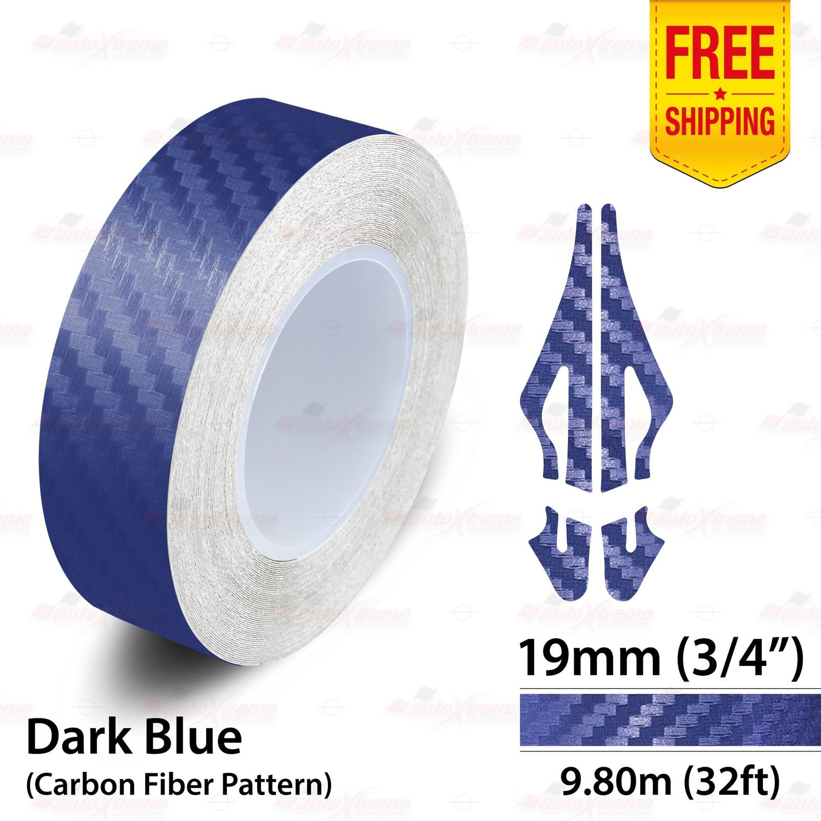 3/4″ 19mm PinStriping Stripe Styling Decal Vinyl Sticker CARBON FIBER DARK BLUE