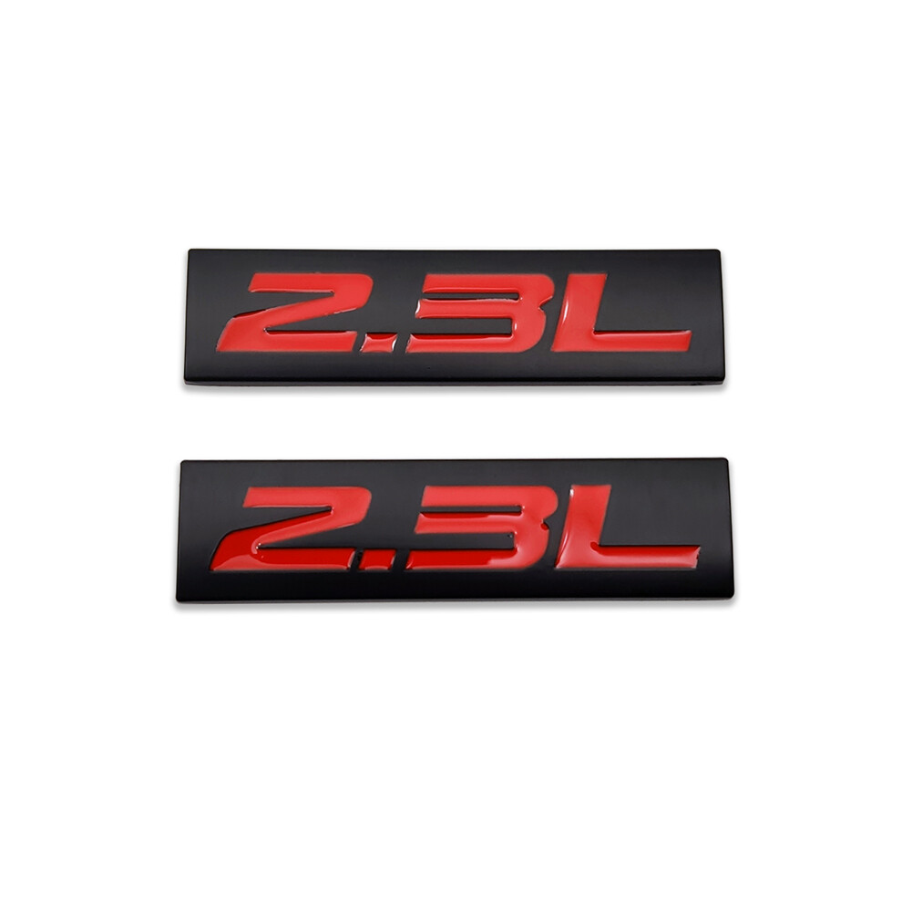 2x Black&Red 1.5-7.3L Emblem Logo Side Badge Metal Sticker V6 Sport Turbo