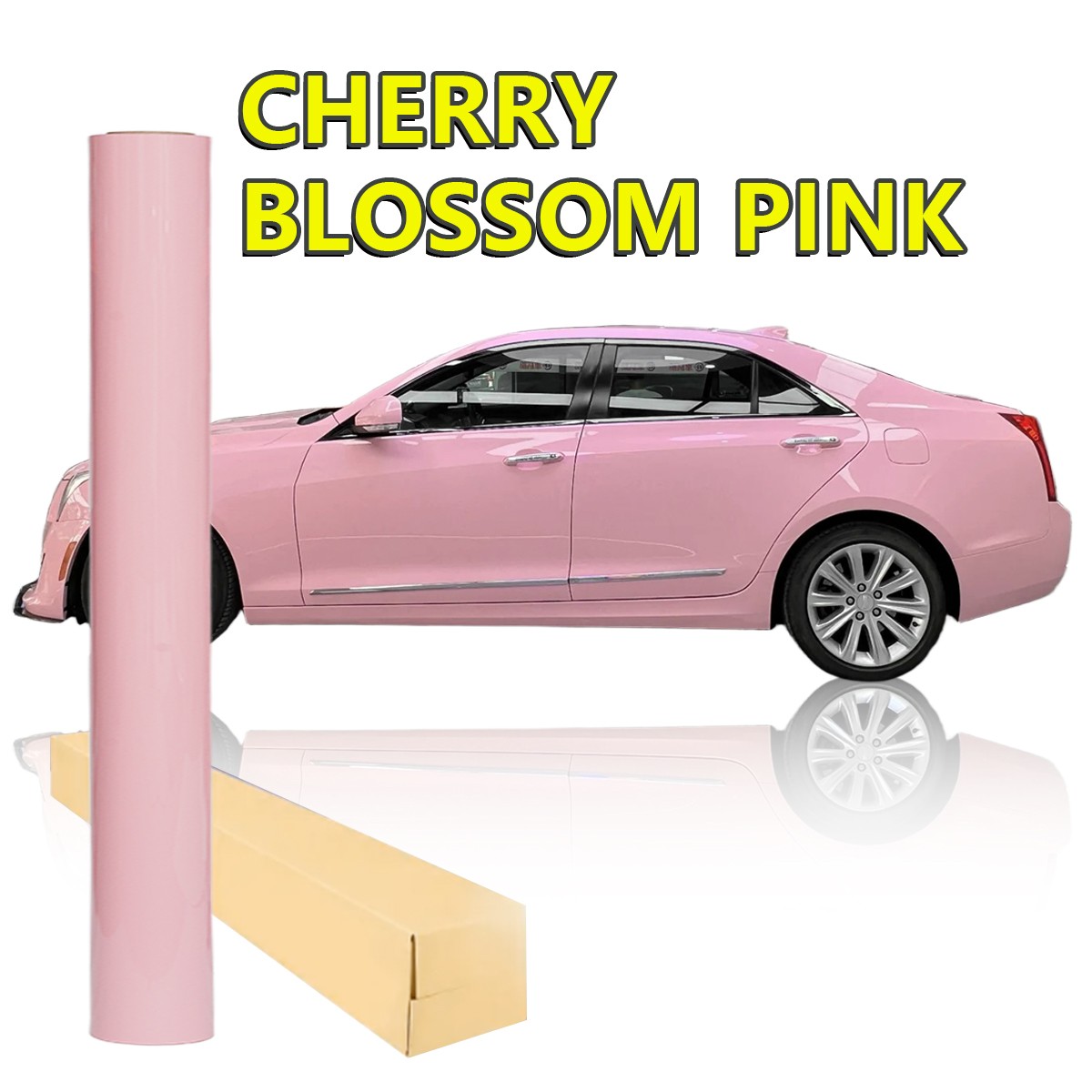 5FTx50FT PET Crystal Cherry Blossom Pink Vinyl Wrap Self-Adhesive Air Release