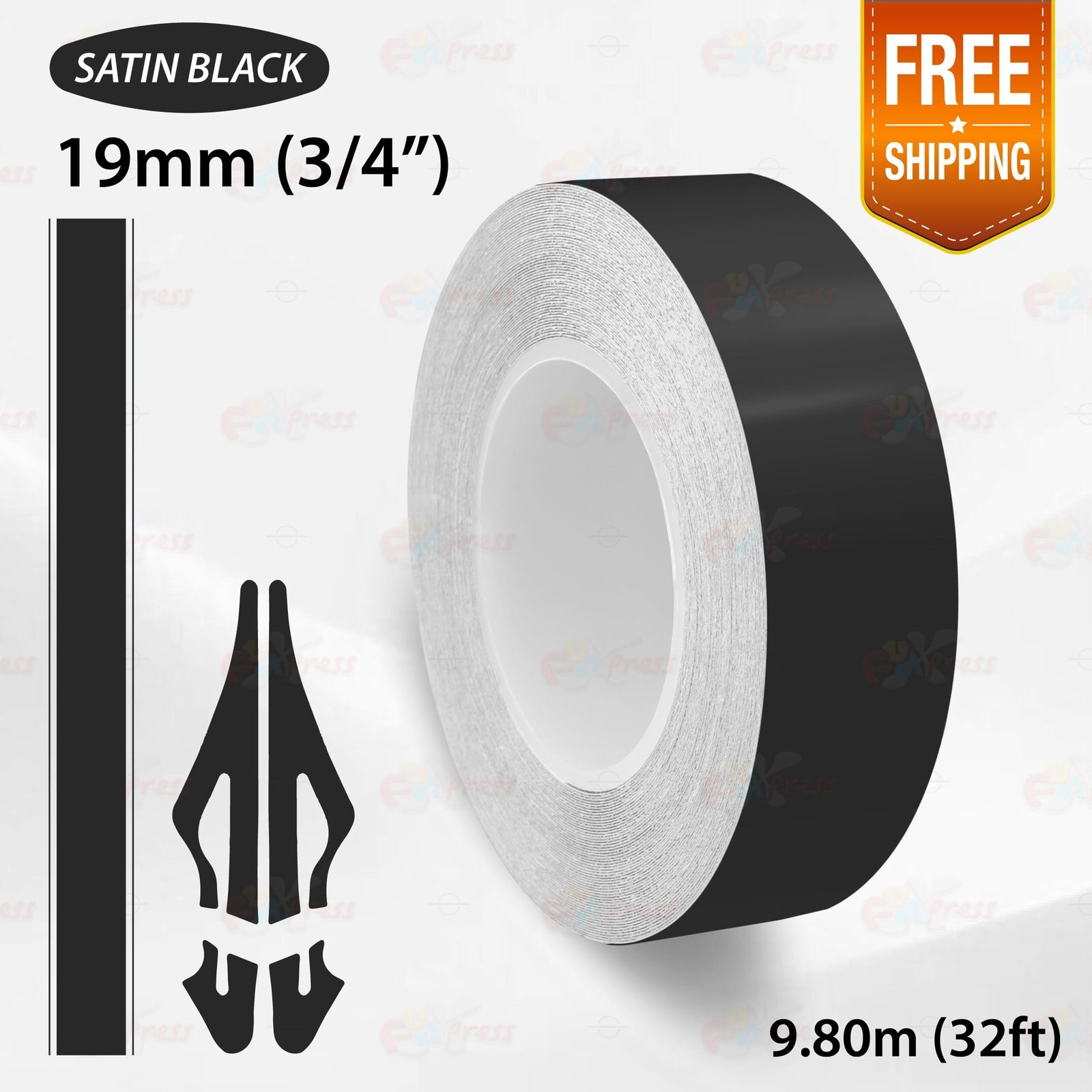 SATIN BLACK 3/4″ 19mm PIN STRIPE Car Model Streamline TAPE Decal Vinyl Sticker