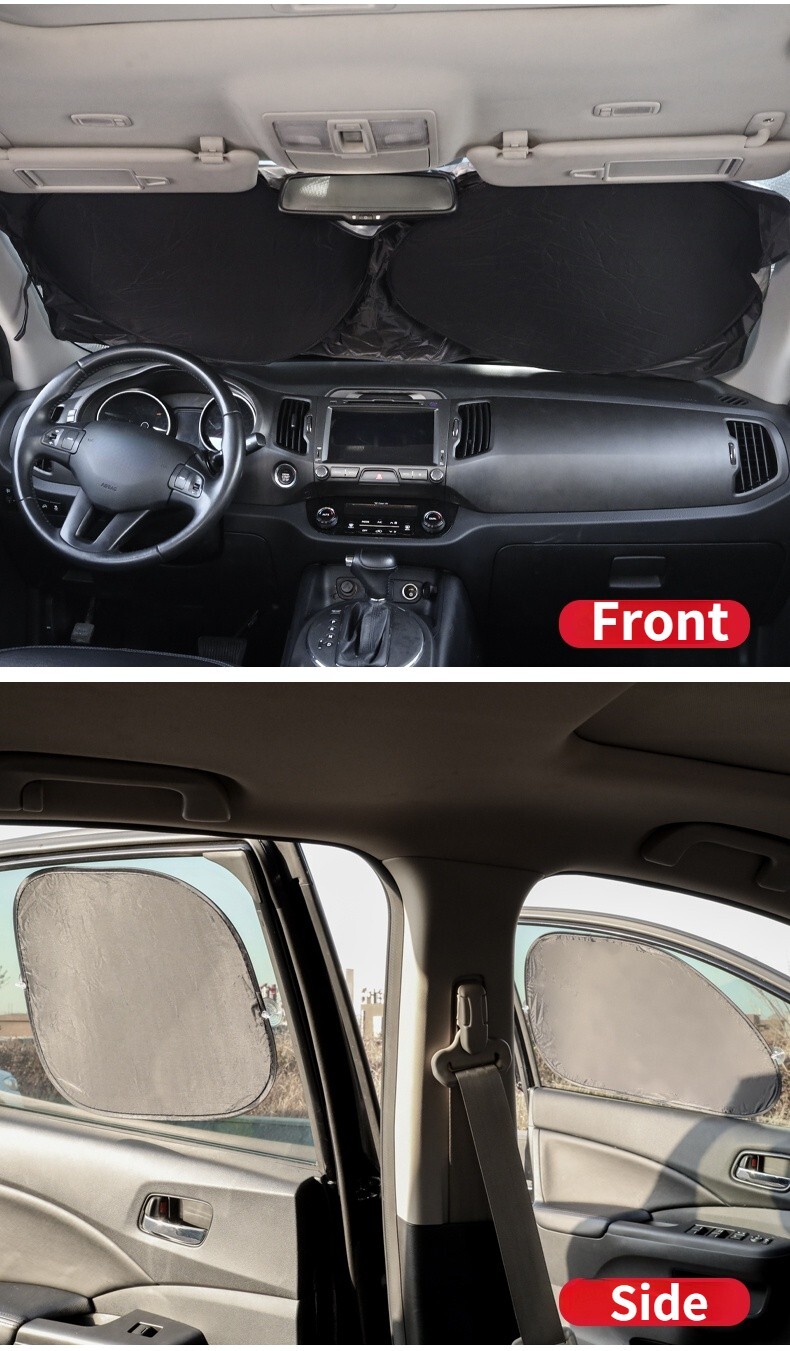 Car Front Rear Side Sunscreen Window Sunshade Cover Protector Curtain 6 Pcs