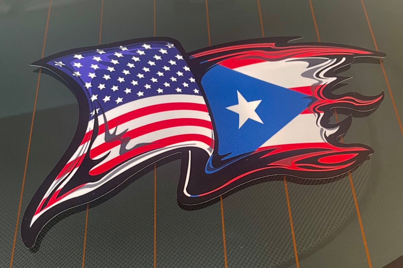 Puerto Rico Flag/US Flag Sticker Decal Vinyl Puerto Rico Bumper Gloss Vinyl