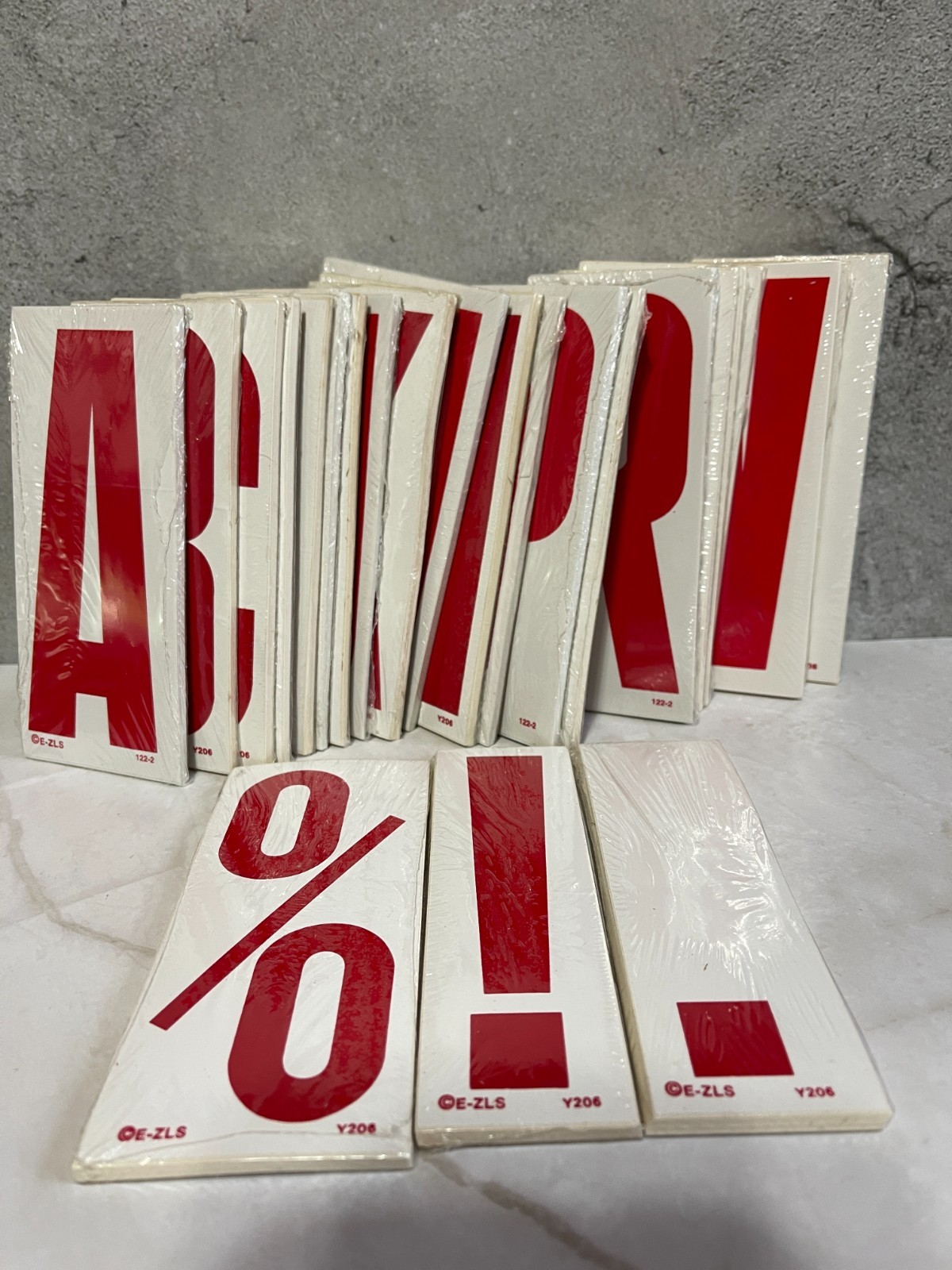 E-Z LETTERING Red/White 5 1/2″ Tall Windshield Letter Stickers – NEW SEALED
