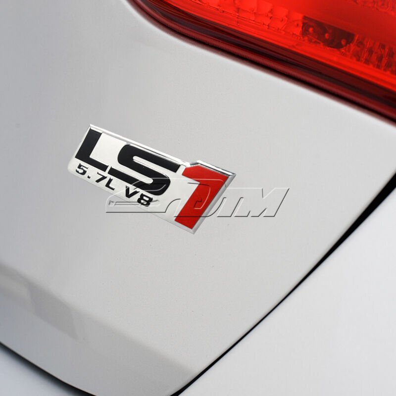 2PCS Aluminum Adhesive LS1 5.7L V8 Bumper Trunk Decal Emblem Badge Sticker Logo