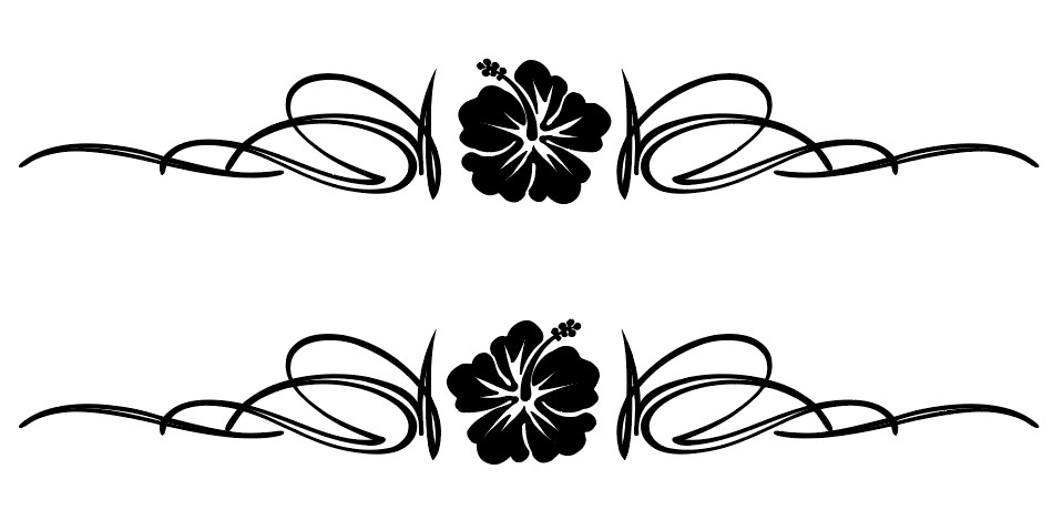 Hot Rod Hibiscus Pinstripe Decals – 1 Color – 15″ x 2″ – Set of 2 – Ships Free!