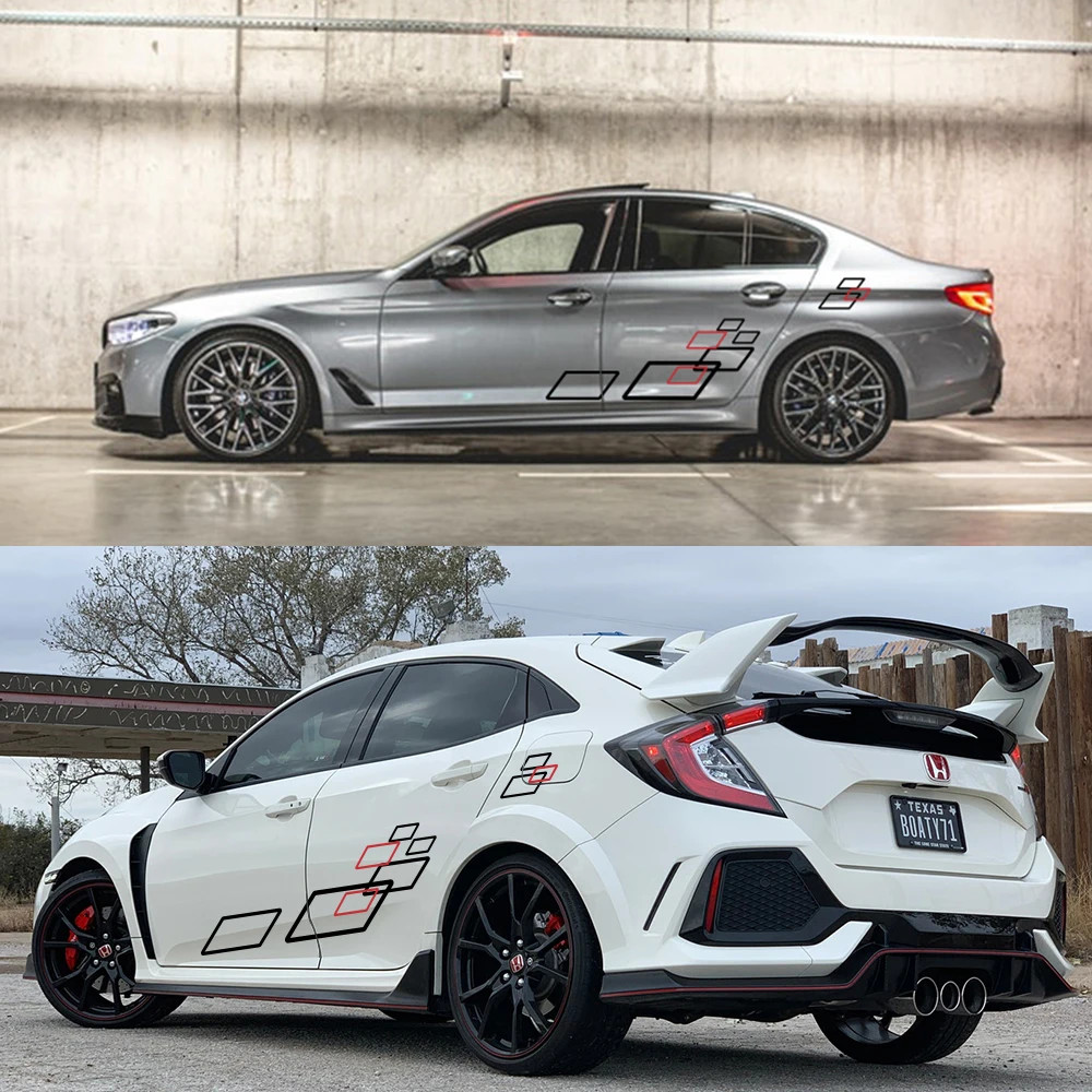 2PCS Car Side Body Vinyl Sticker Sport Style DIY Auto Decoration Decals Set Pair