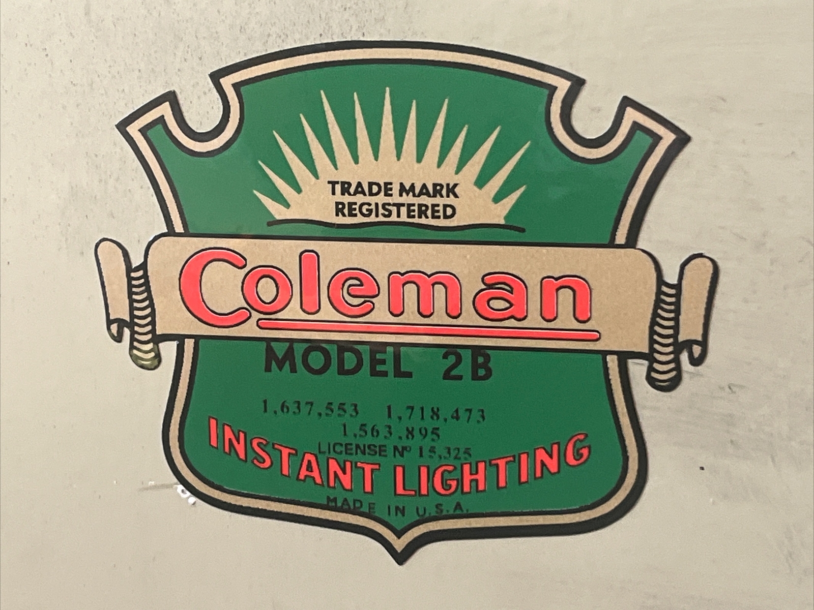 Coleman Instant Lighting Decal For 2B Stove Vinyl Easy To Install