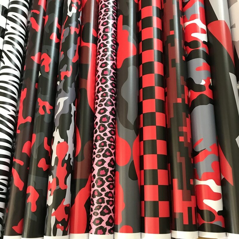 Vinyl Car Wrap Decal Sticker Matte Roll Black Red Gray White Camo Textured Style