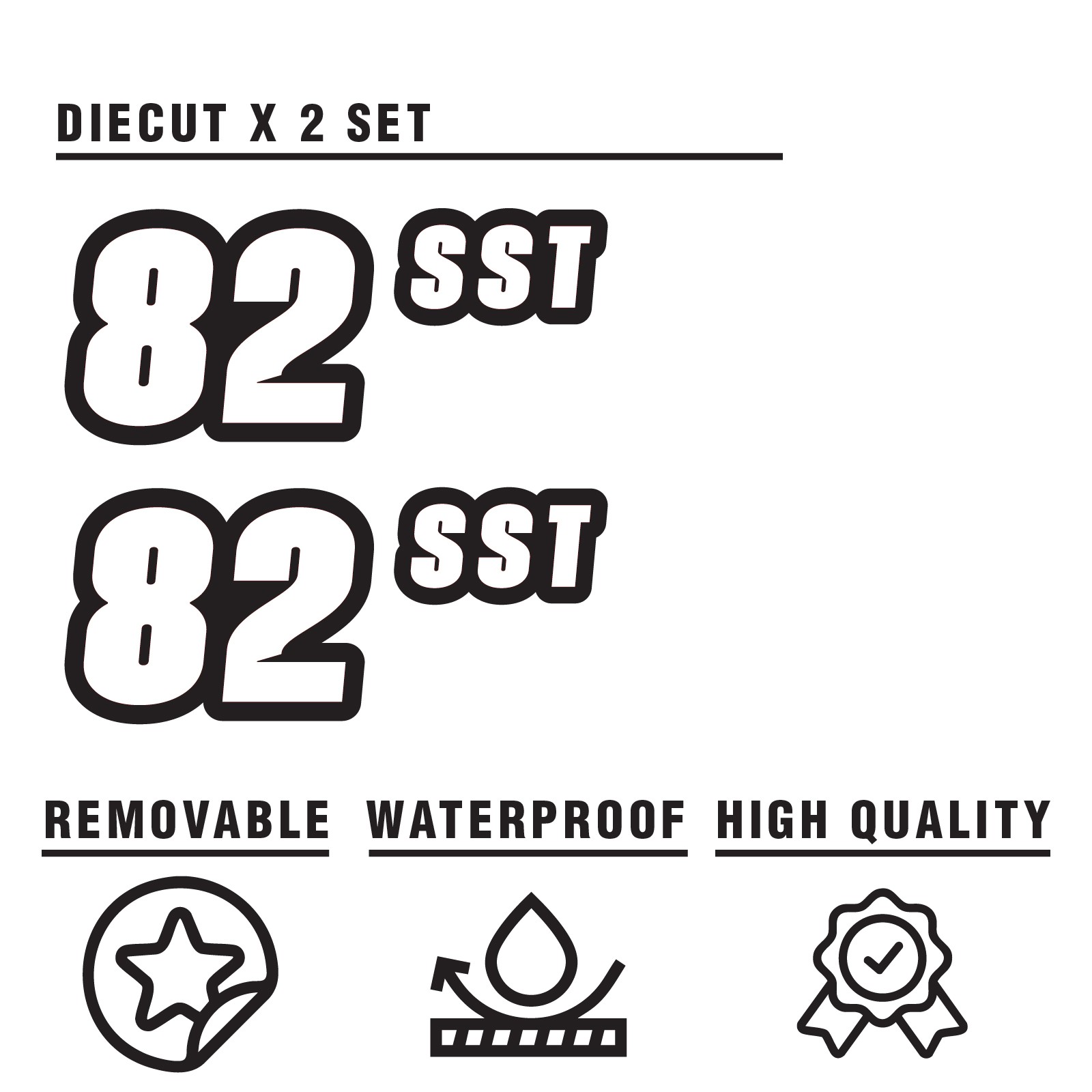 Custom Car Racing Number Class Sticker Glossy x2 8,10,12-16 inch – Black Outline