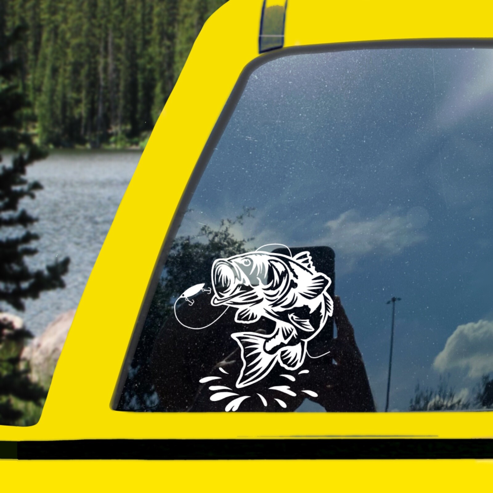 Largemouth Bass Car Window Decal. Gift for bass fishermen. Jumping Bass Decal.