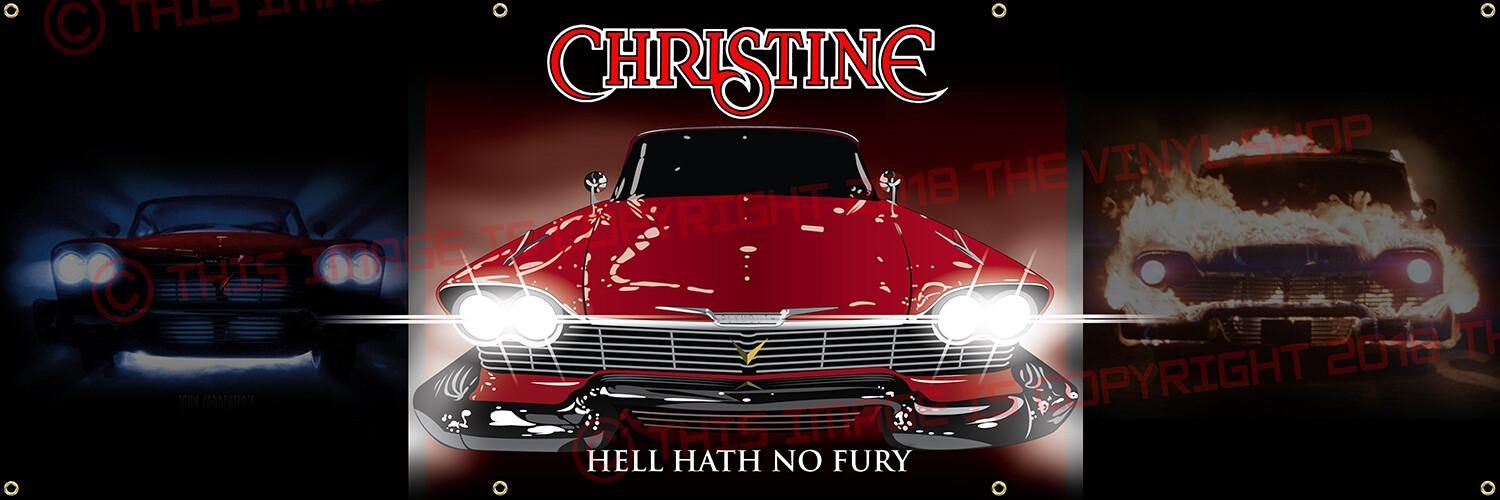 6ft x 2ft CHRISTINE 1958 Plymouth Fury Garage Banner Horror classic