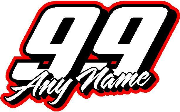 Racing name & any number custom vinyl decal sticker 11″x18″ red