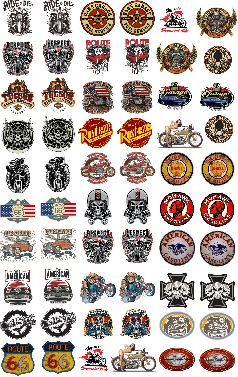 60 vintage garage motorcycle Decals Stickers High Quality Vinyl FREE SHIP