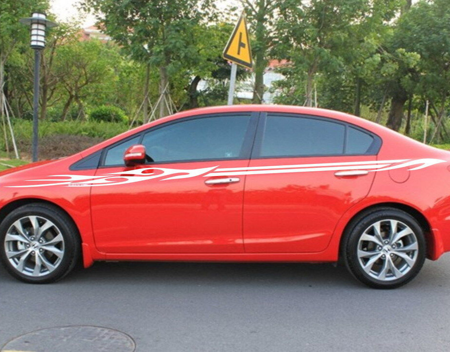 Car Decal Sport Stripe Flame 133” for Civic Ctiy Vinyl Upper Door stickers CB33