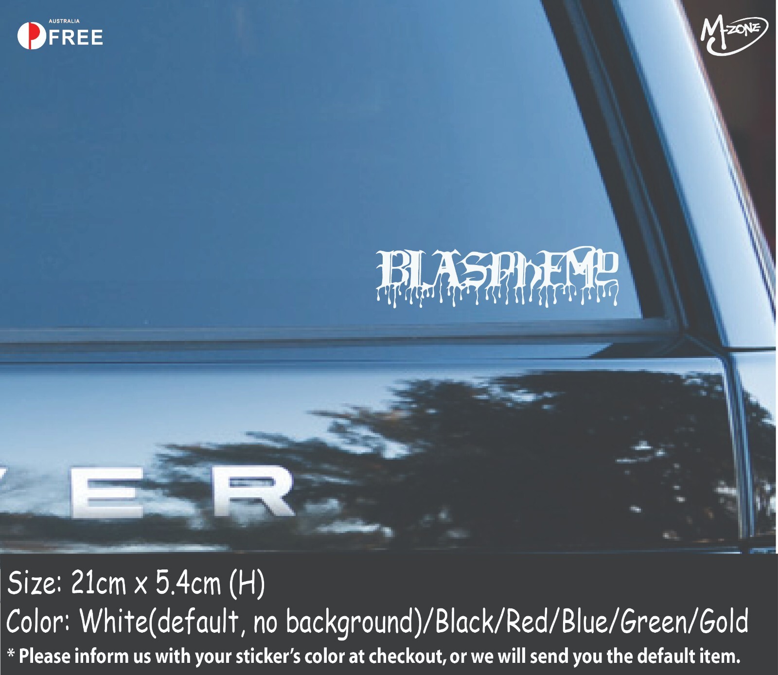 Blasphemy Sticker Decal-Reflective/Metallic Color Rock Band Car Laptop Decal