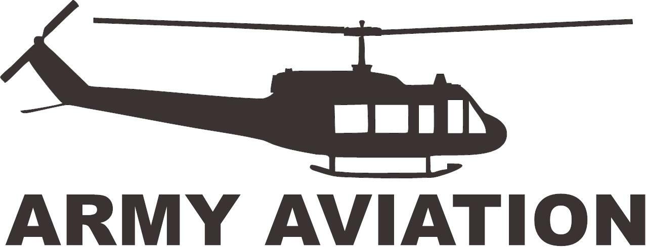 “UH-1 ARMY AVIATION FACING RIGH” 3 Mil Vinyl Sticker for Car or Truck Window