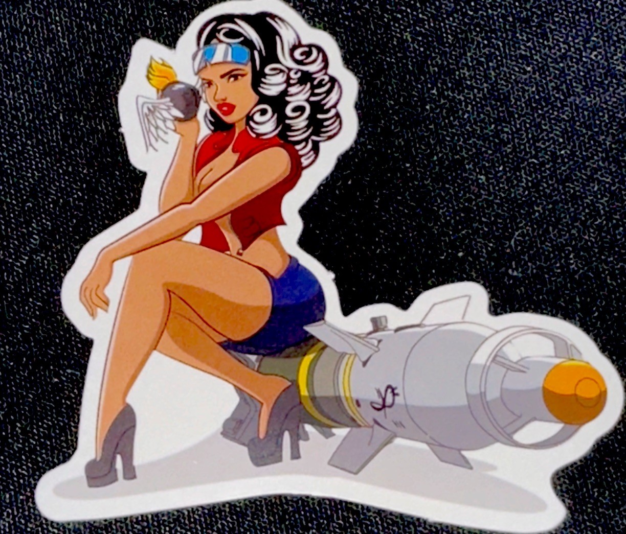 SEXY PINUP GIRL STICKER✨💋👠❤️‍🔥💄💋✨GLOSSY✨BOMB GIRL✨HOT HIGH HEELS✨🖤✨❤️✨💫