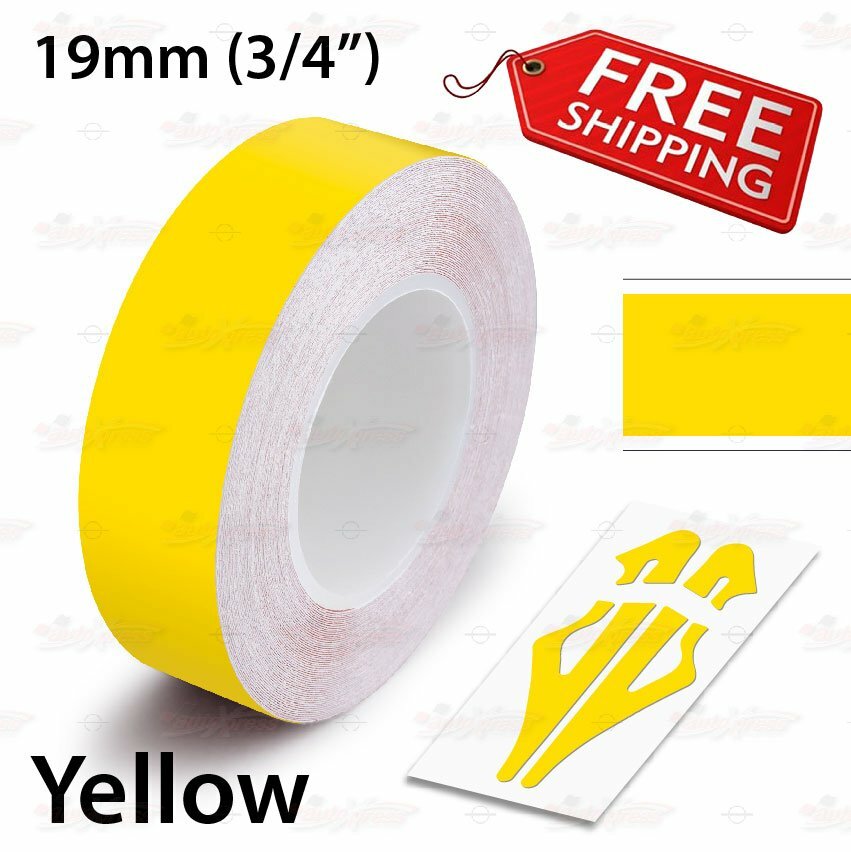 YELLOW 19mm 3/4″ Roll PIN STRIPE Car Striping Trim Line TAPE Decal Vinyl Sticker