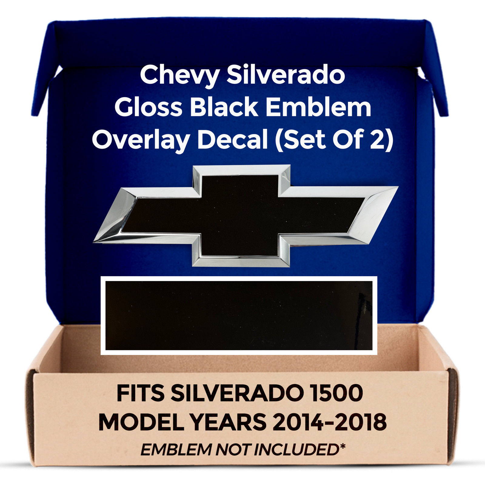 Chevy Silverado Black (Blackout) Grille Tailgate Bowtie Overlay Decals 2014-2018