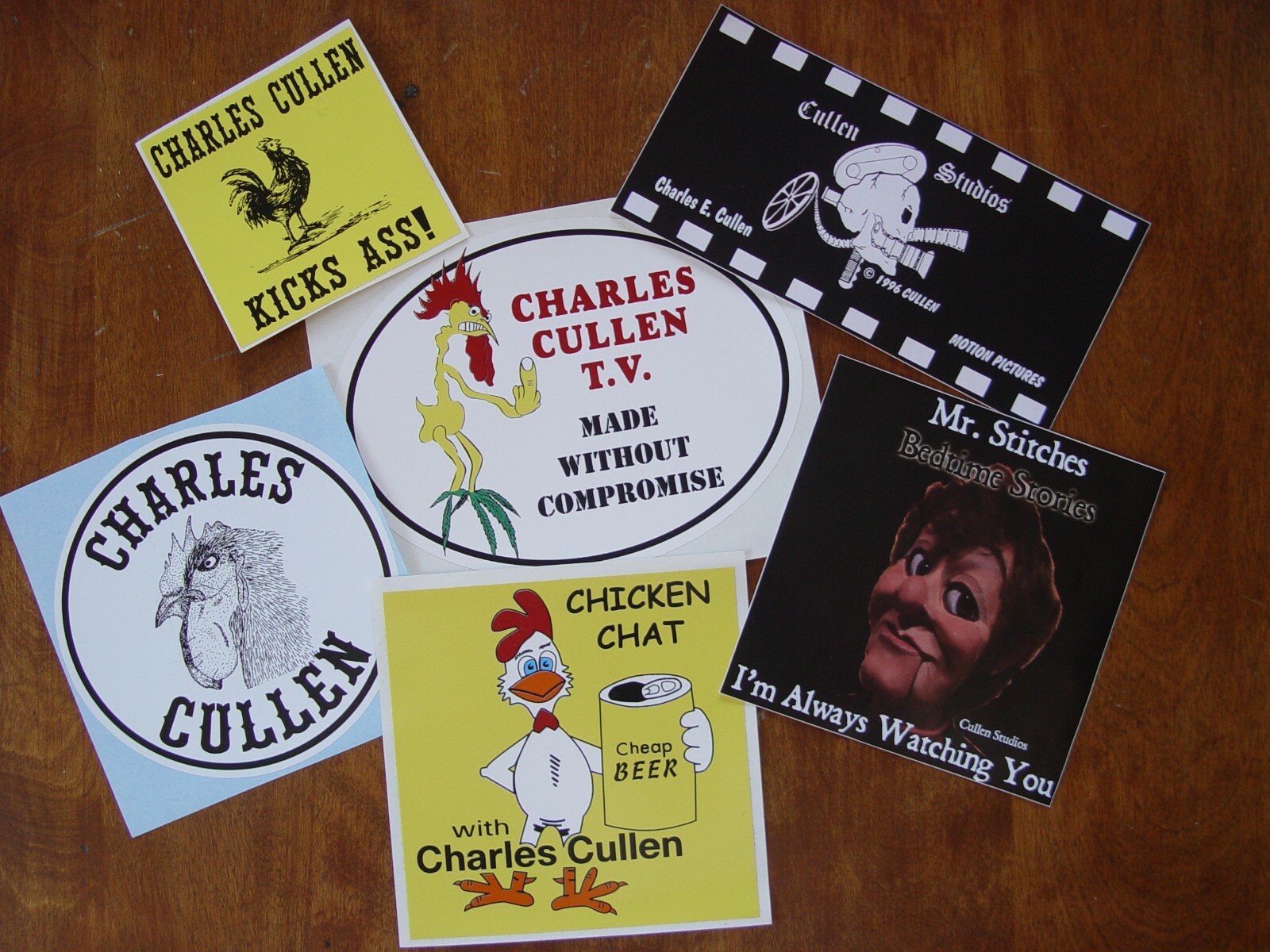 Decal Sticker Set Charles E. Cullen Chicken Chat Mr. Stitches Rooster Rare