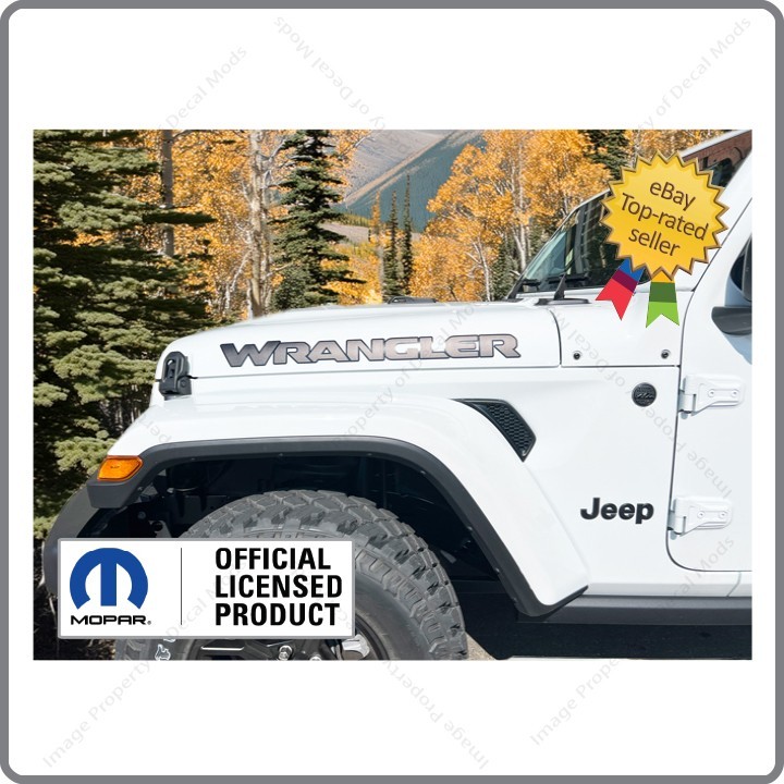 Set of 2 – Jeep WRANGLER JL Hood Decals Stickers UV Gloss and Matte Black UV1R1