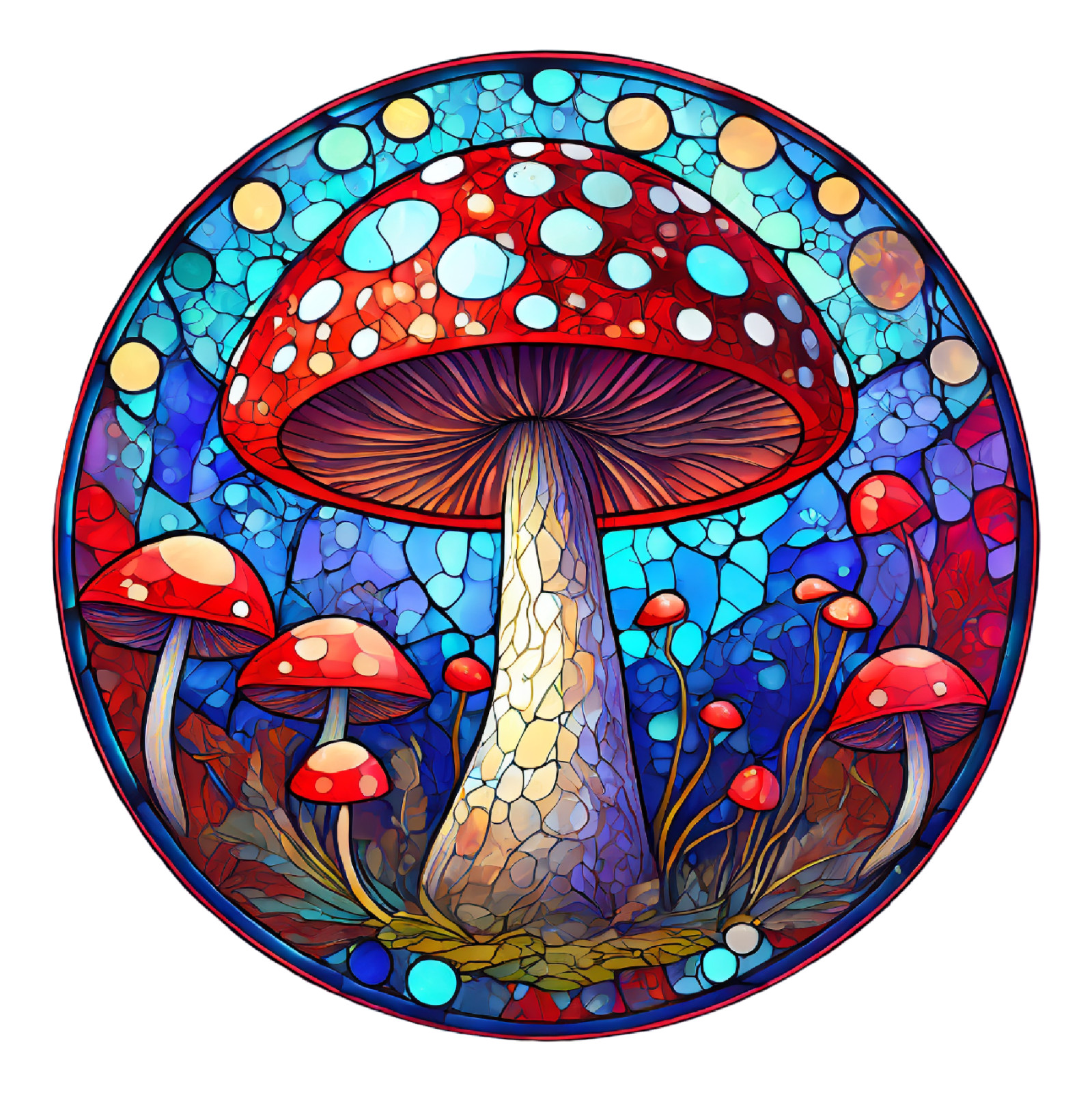 Mushroom Phone Sticker (2 inch) Colorful Mosaic Rainbow Vivid Rainbow Red
