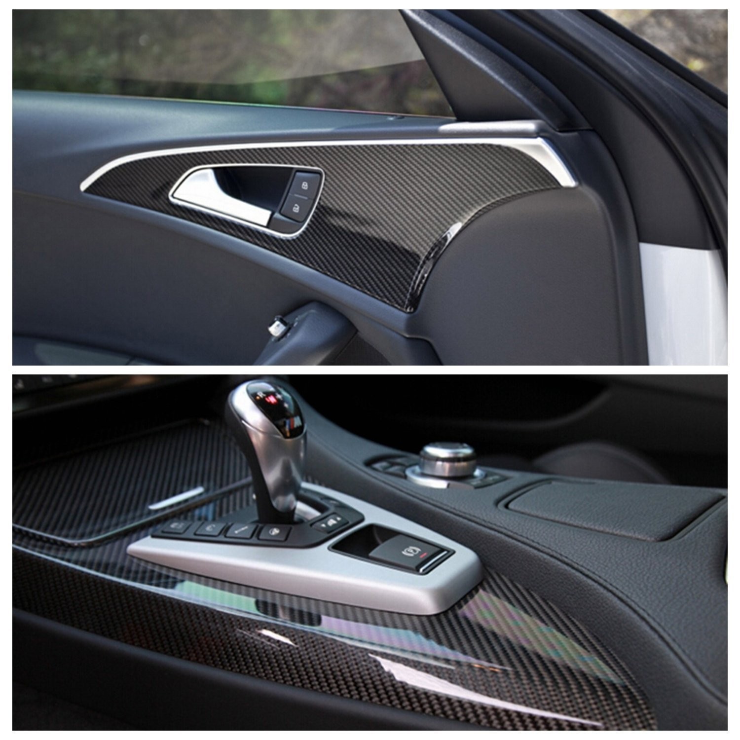 High Gloss 6D Black Carbon Fiber Vinyl Wrap Sticker with Air Release Bubble F…