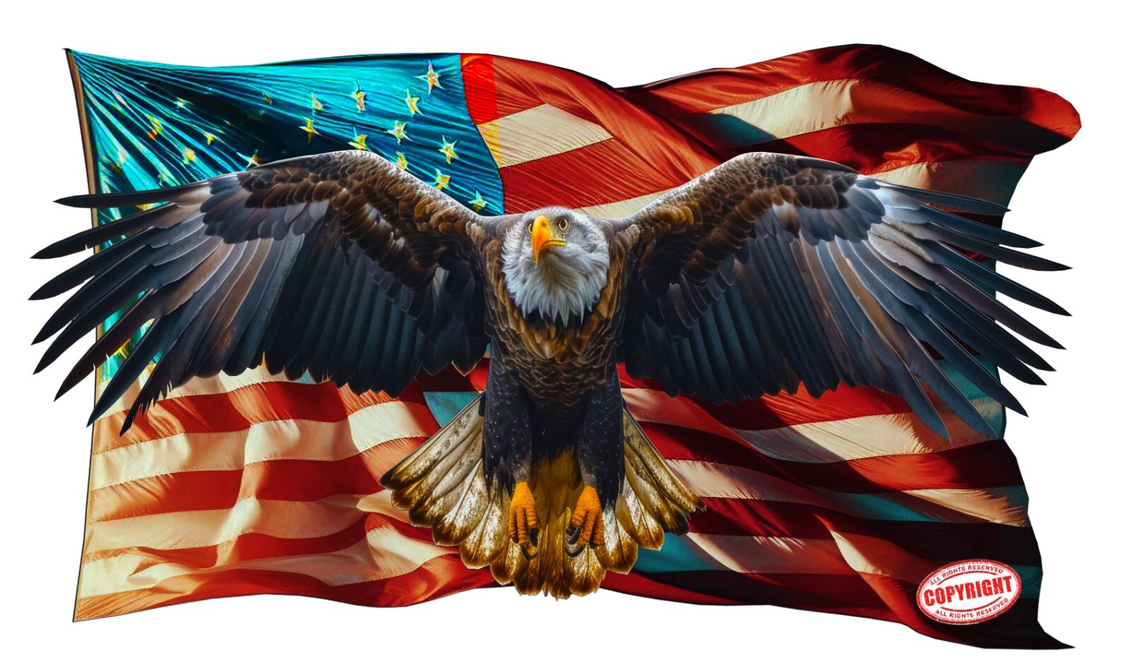 Patriotic American Flag bald eagle Decal large is 36″ in size