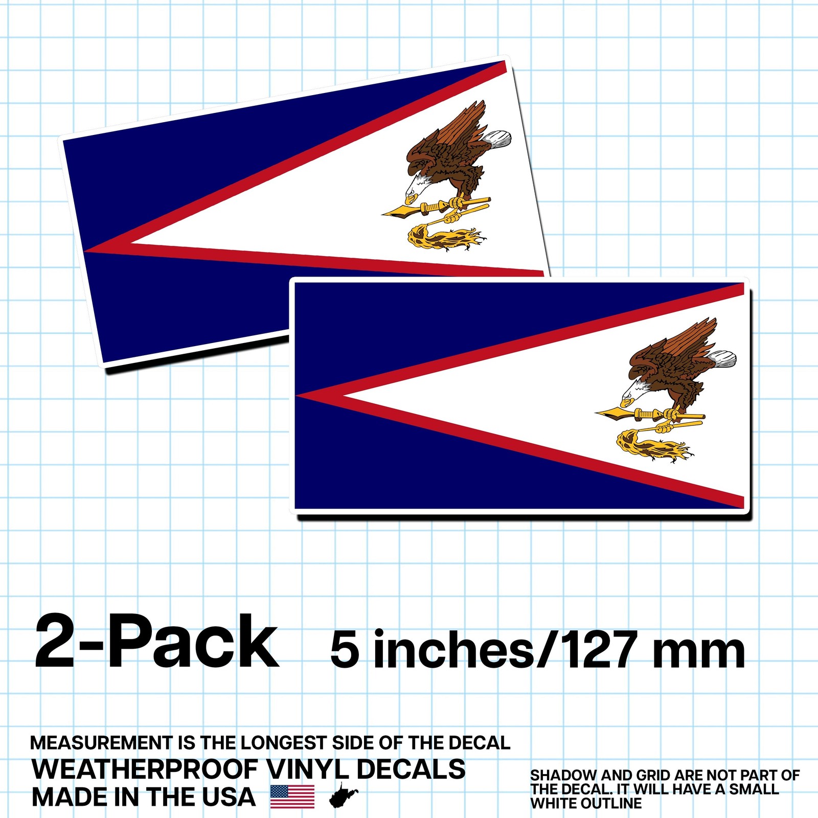 American Samoa Flag Sticker 5″ 2-Pack – AS Decal – American Samoan Pride Vinyl